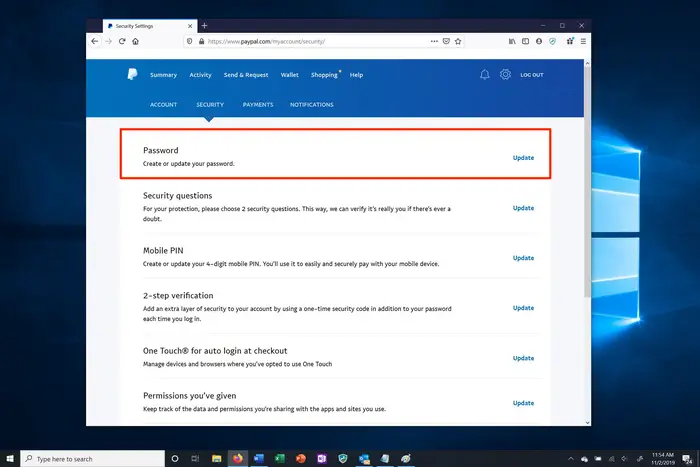 Change PayPal Password 2