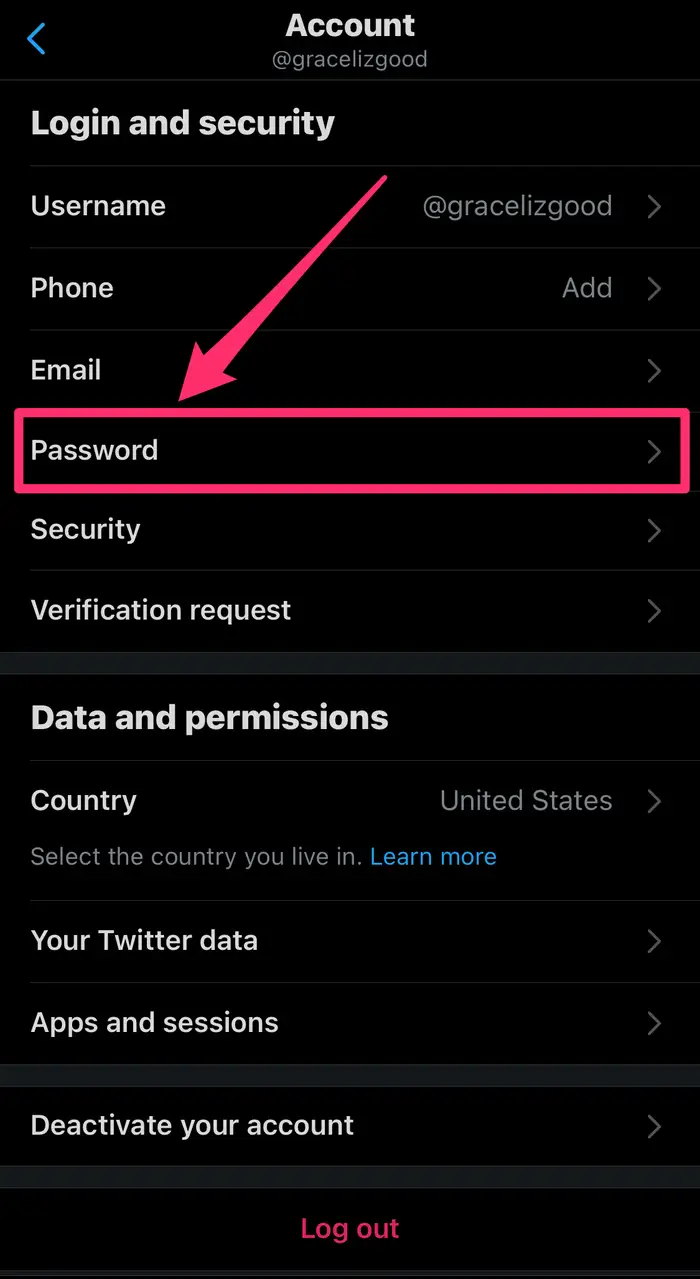 Change your Twitter Password in Mobile App 4