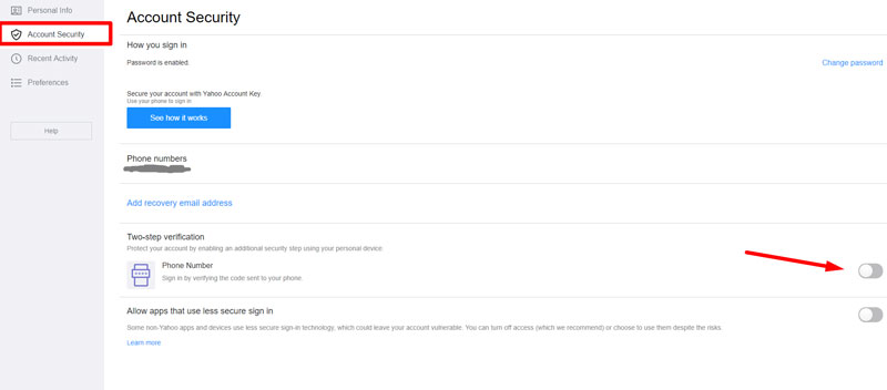 Enhance the security of your Yahoo account