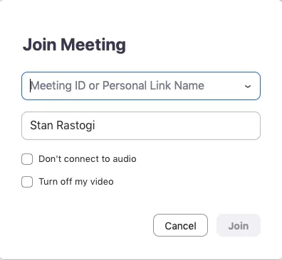 Paste Meeting ID in box add display name click Join button