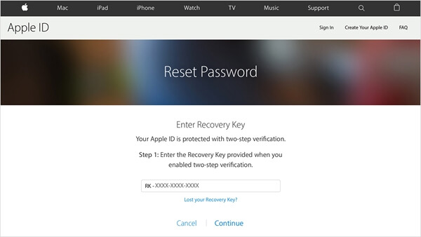 Reset the iCloud password using two-step verification