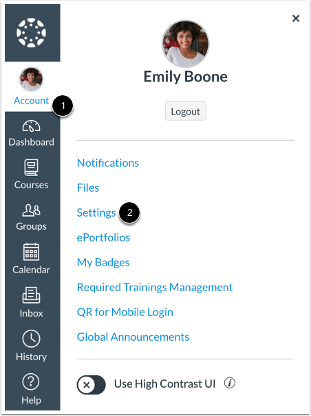 access user settings